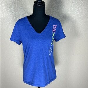 The North Face Short Sleeve T-Shirt – Bright Blue, Large, Colorful Logo